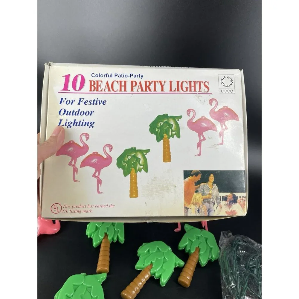 Lidco Party Lights Flamingo Palm Tree Blow Mold Patio Lighting 10pc NEW!